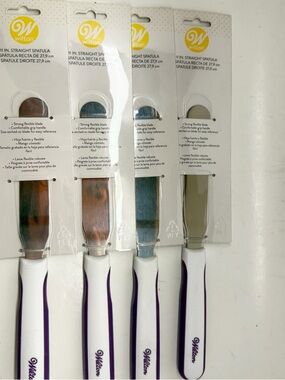 Wilton White and Purple Handle 11 in. Straight Spatula Set